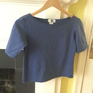 Vintage Y2K One Step Up Boatneck Stretch Top Blue - Sz Medium